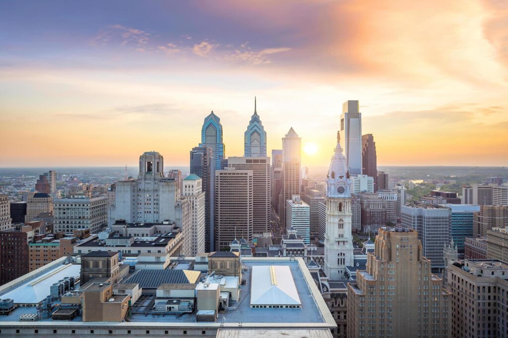 Cityscape of downtown skyline Philadelphia in Pennsylvania Stock Free