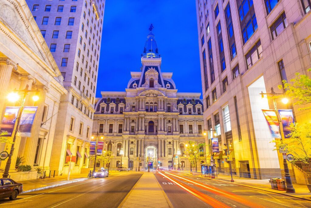 Cityscape of downtown skyline Philadelphia in Pennsylvania Stock Free