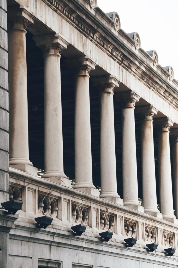 Column architecture in Bilbao City, Spain Stock Free