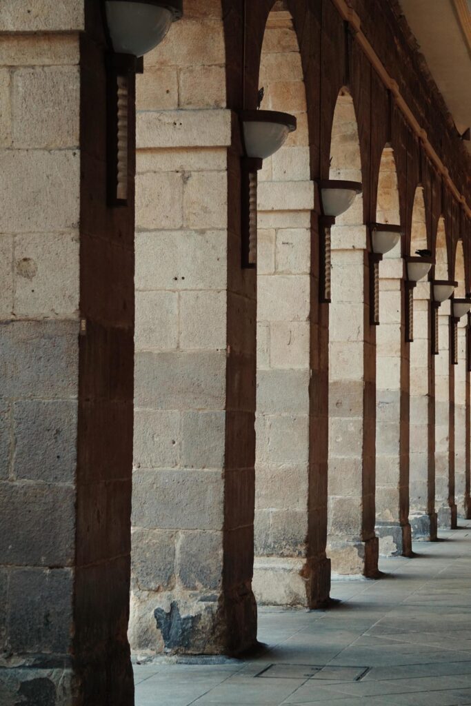 Column architecture on the street in Bilbao city, Spain Stock Free