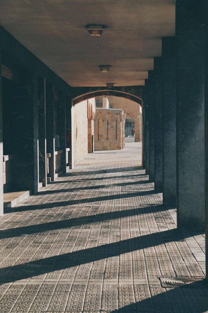 Column architecture on the street in Bilbao City, Spain Stock Free