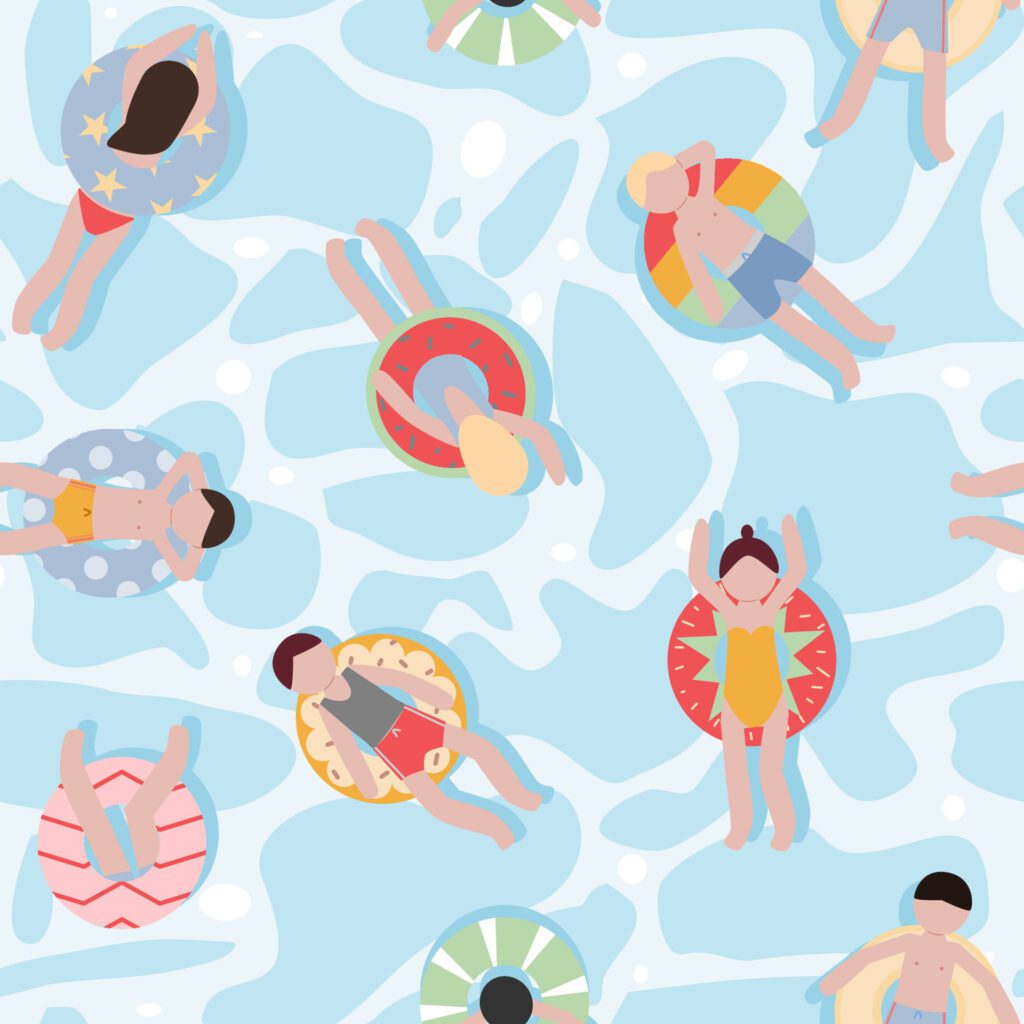 Summer Swimming Pool Seamless Pattern Background Free Vector