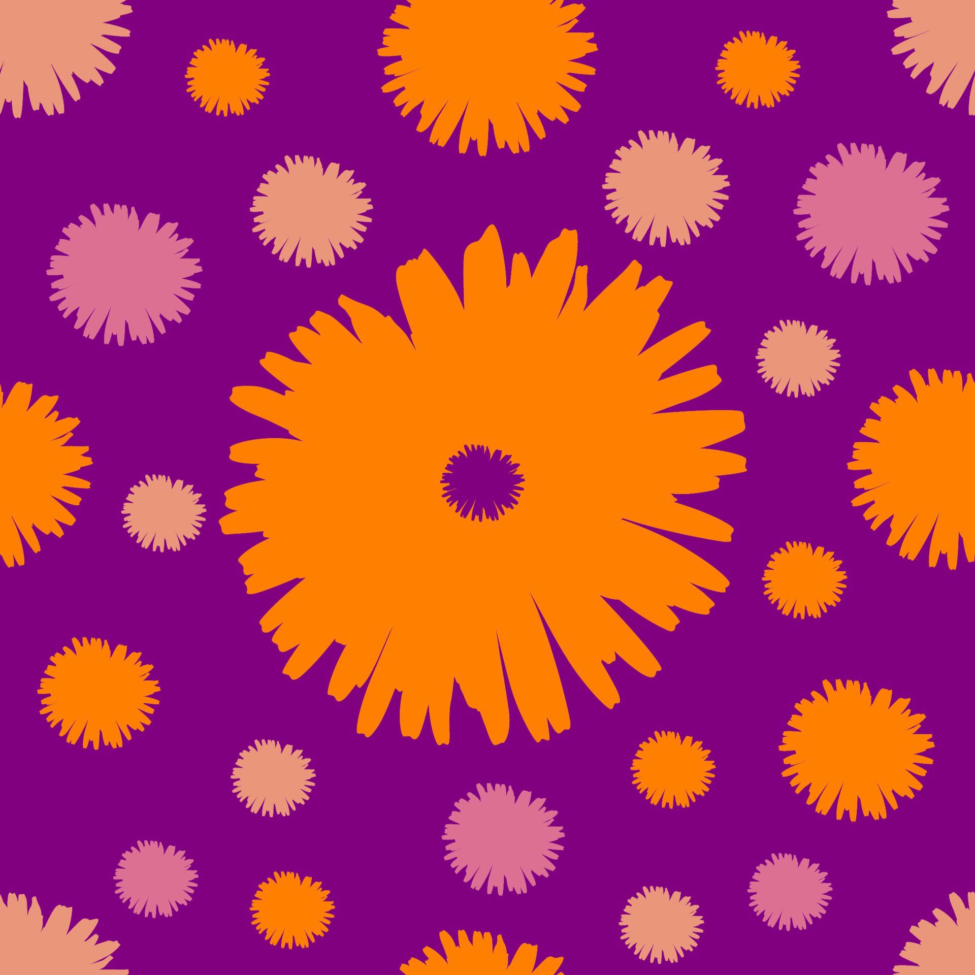 Flowers seamless pattern in purple background Free Vector