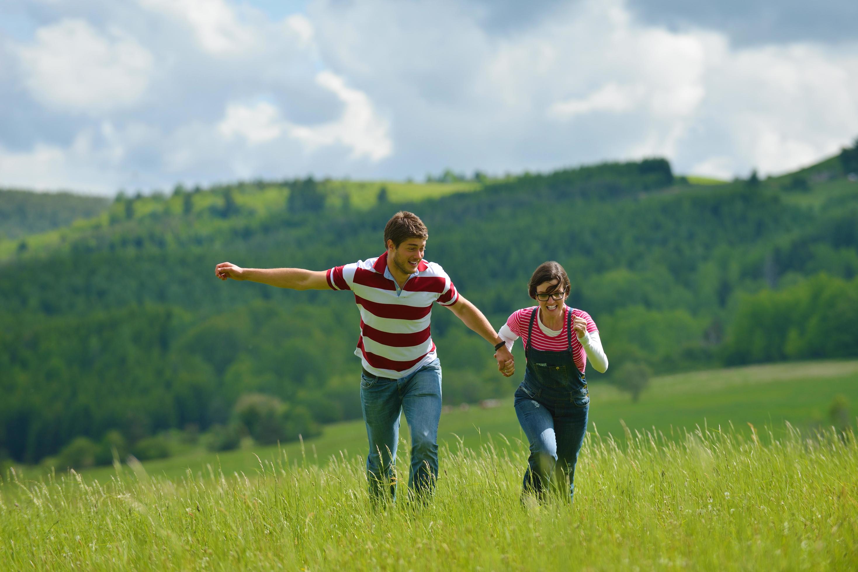 romantic young couple in love together outdoor Stock Free