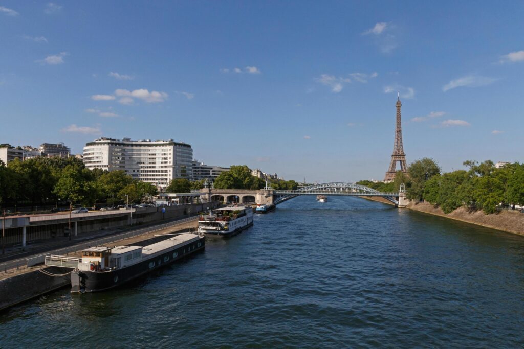 sight of Paris with Pont Rouelle and Eiffel tower Stock Free