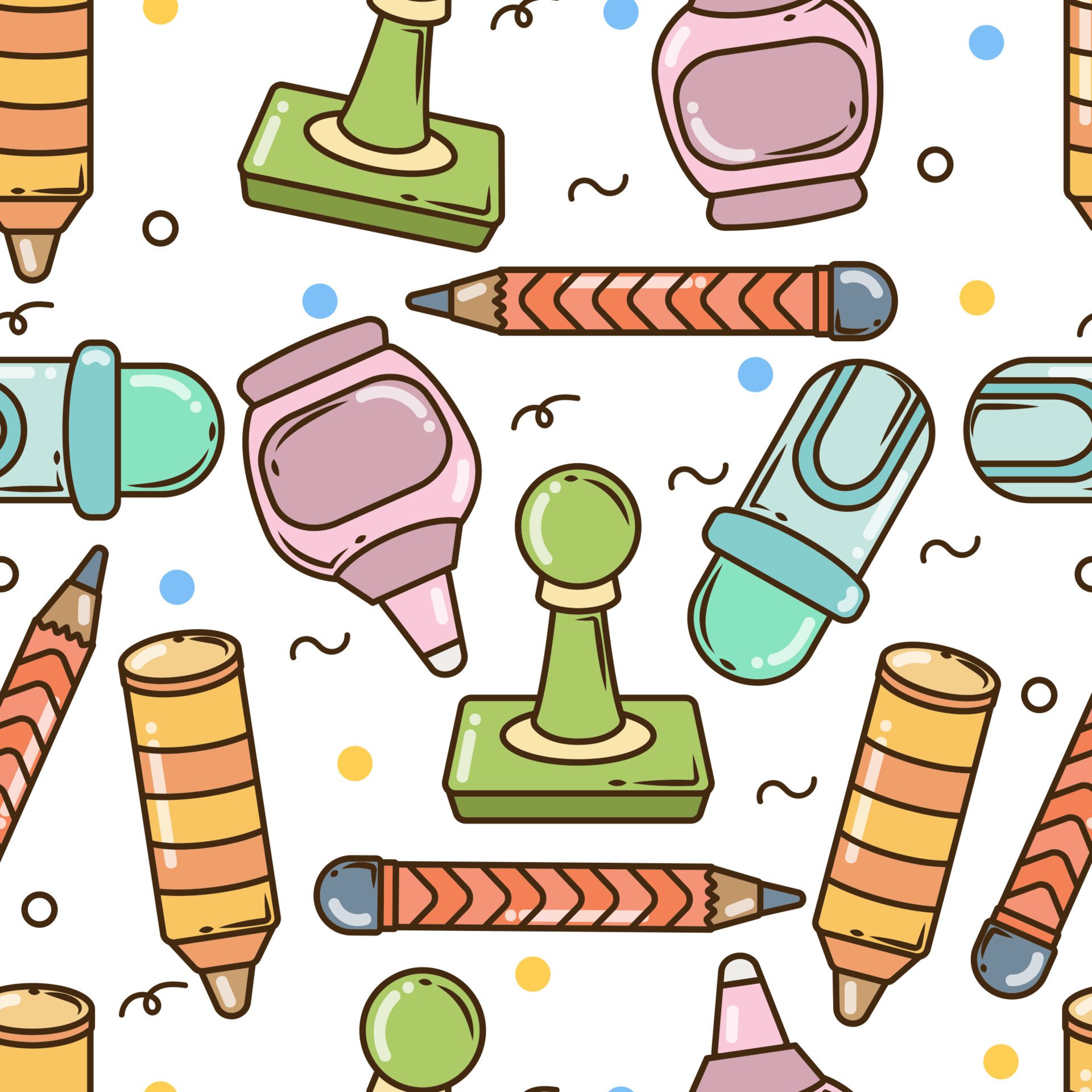 Hand drawn cartoon doodle school elements seamless pattern design Free Vector