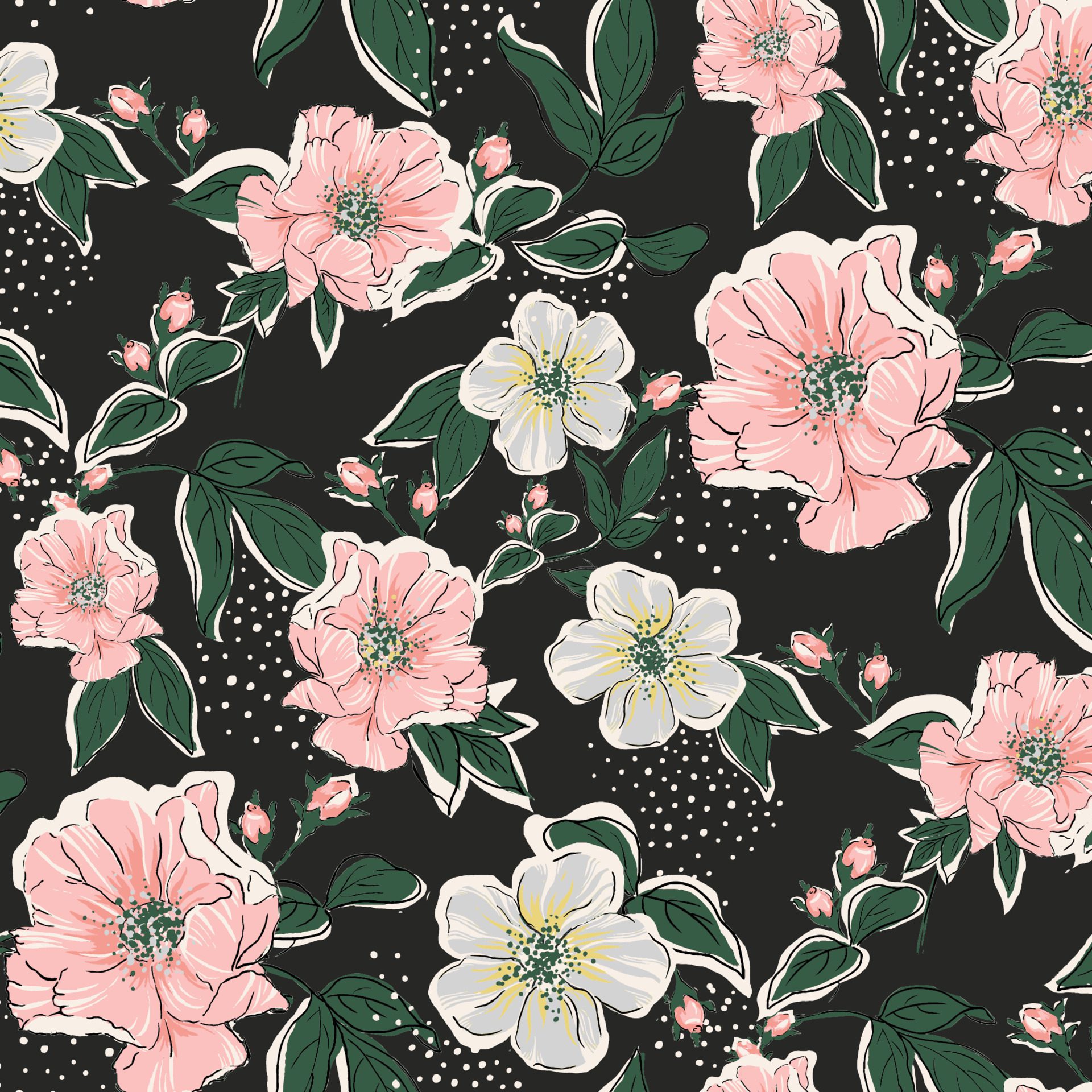 floral pattern. Seamless vector background. Perfect for Fabric design, wallpaper, wrapping paper. Free Vector