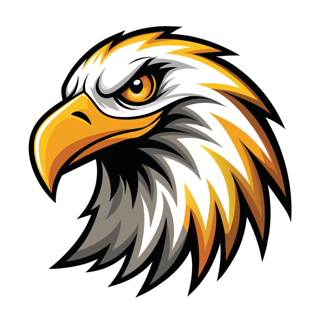 An illustration of an old school eagle mascot head on a white background, Old School Eagle Mascot Head, Illustrated Classic Eagle Logo Free Vector