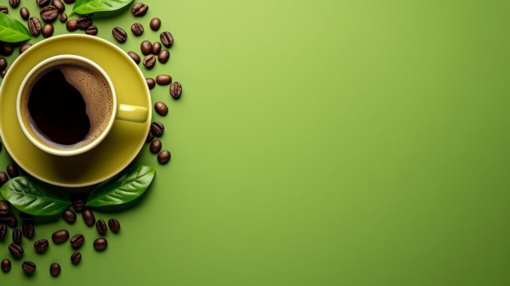 minimalist vivid advertisment background with green coffee and copy space Free Photo