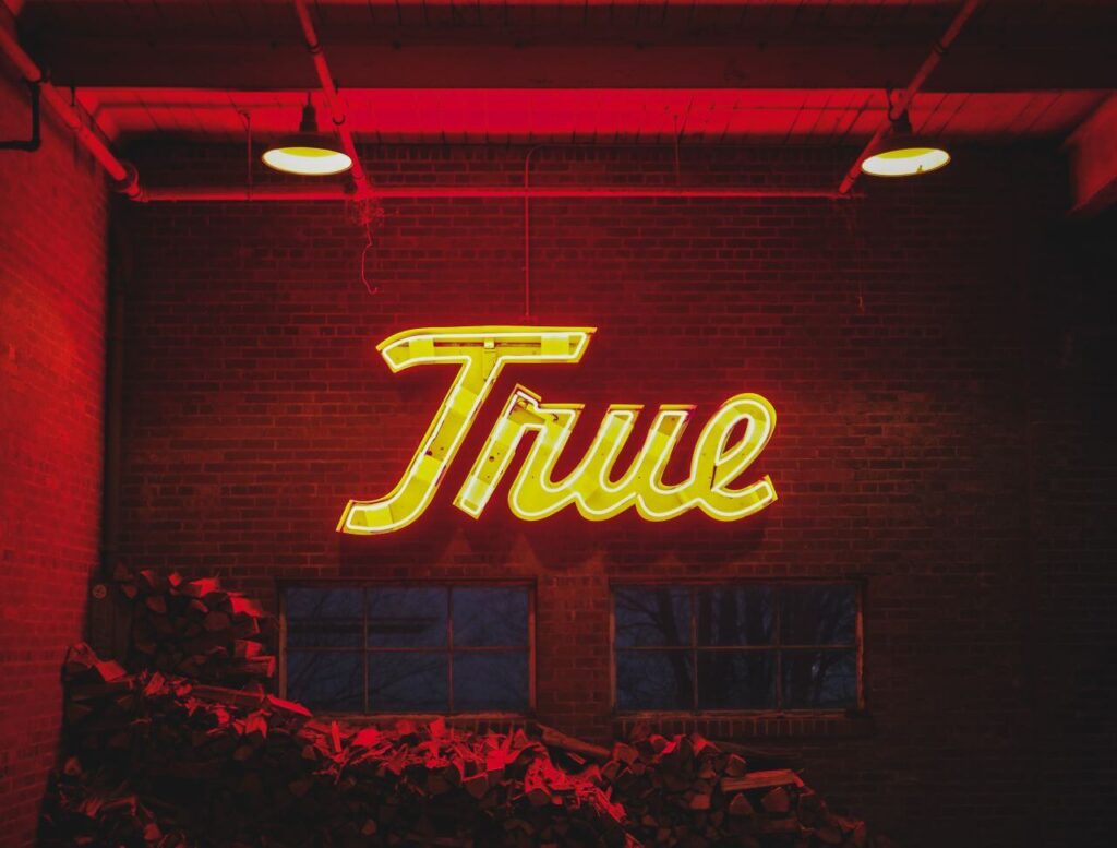 True Neon Sign Red Yellow Stock Free