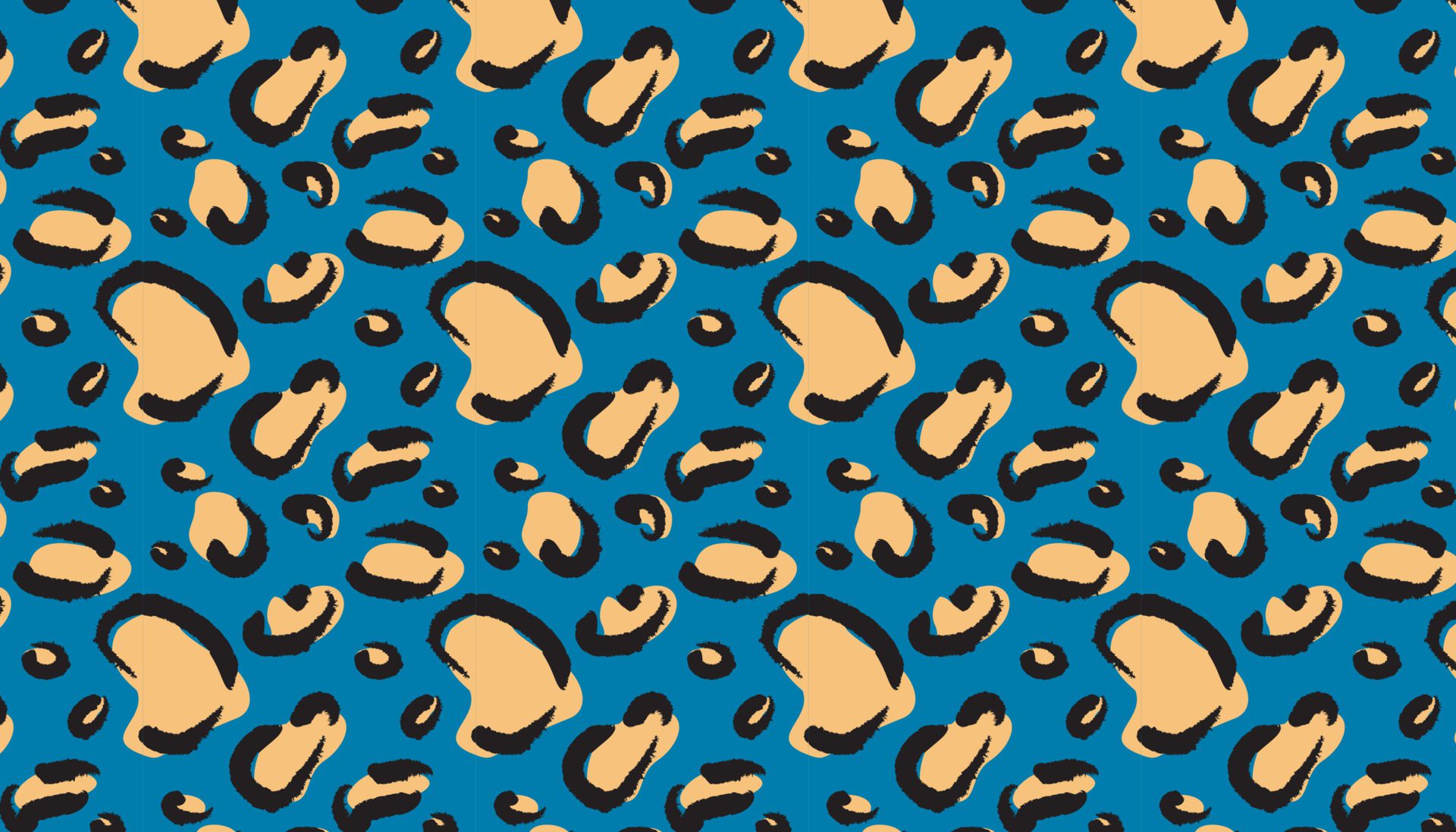 Leopard skin pattern in abstract style on blue background. Wild animal vector seamless background. Free Vector