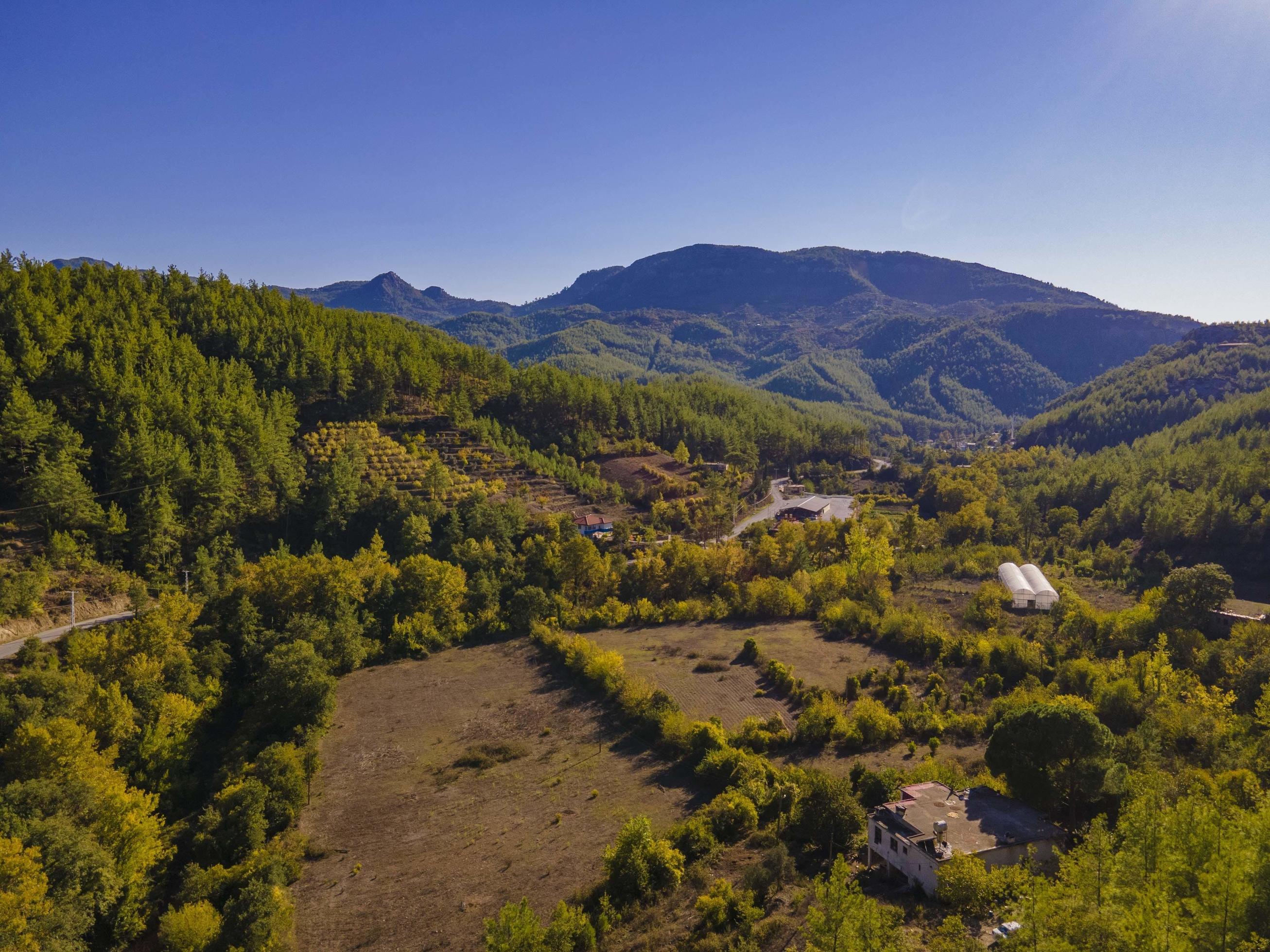 breathtaking views from the air in nature. it’s autumn here Stock Free