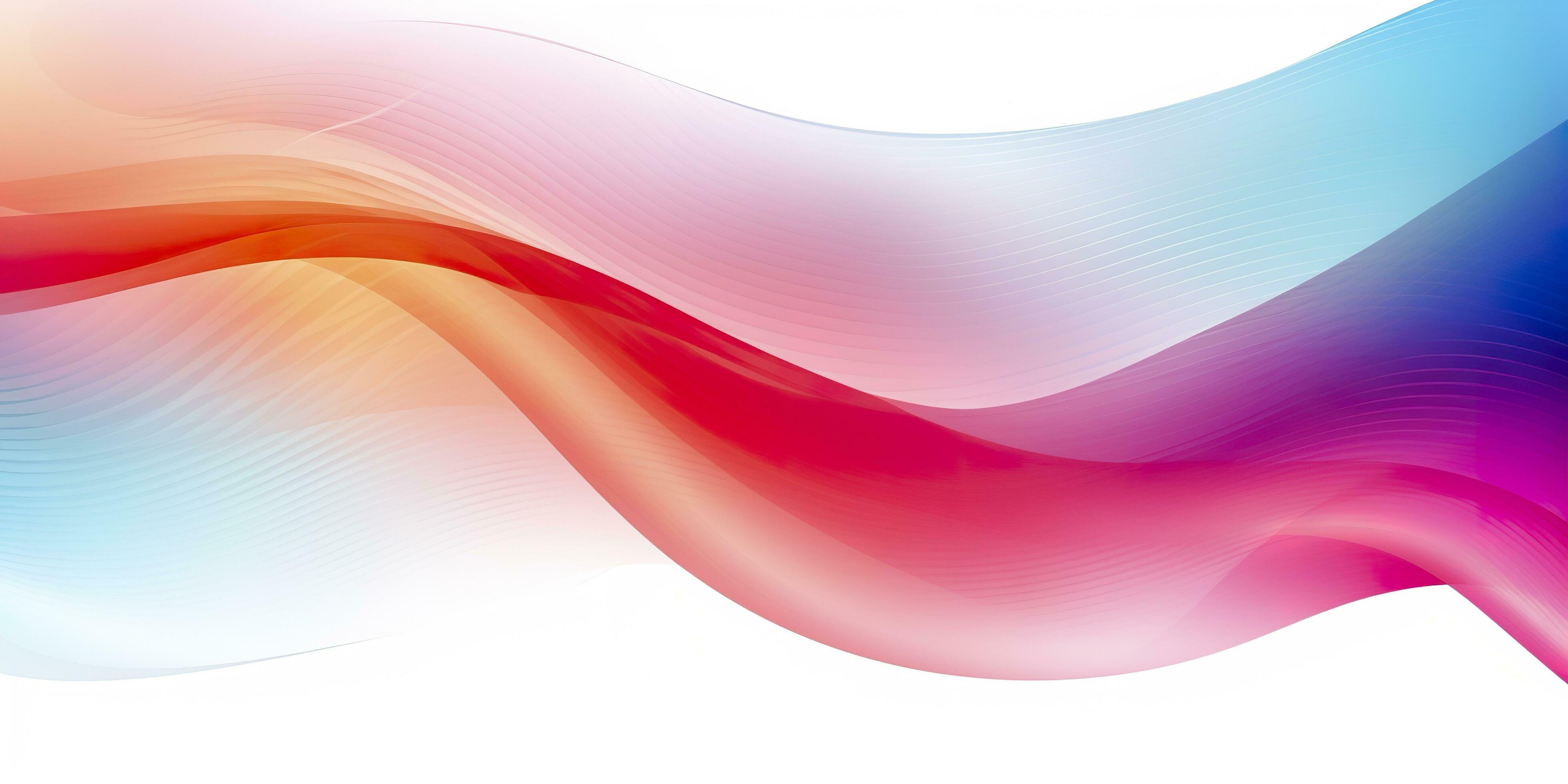 Colorful abstract wave lines flowing horizontally on a white background, ideal for technology, music, science and the digital world. AI Generative Stock Free