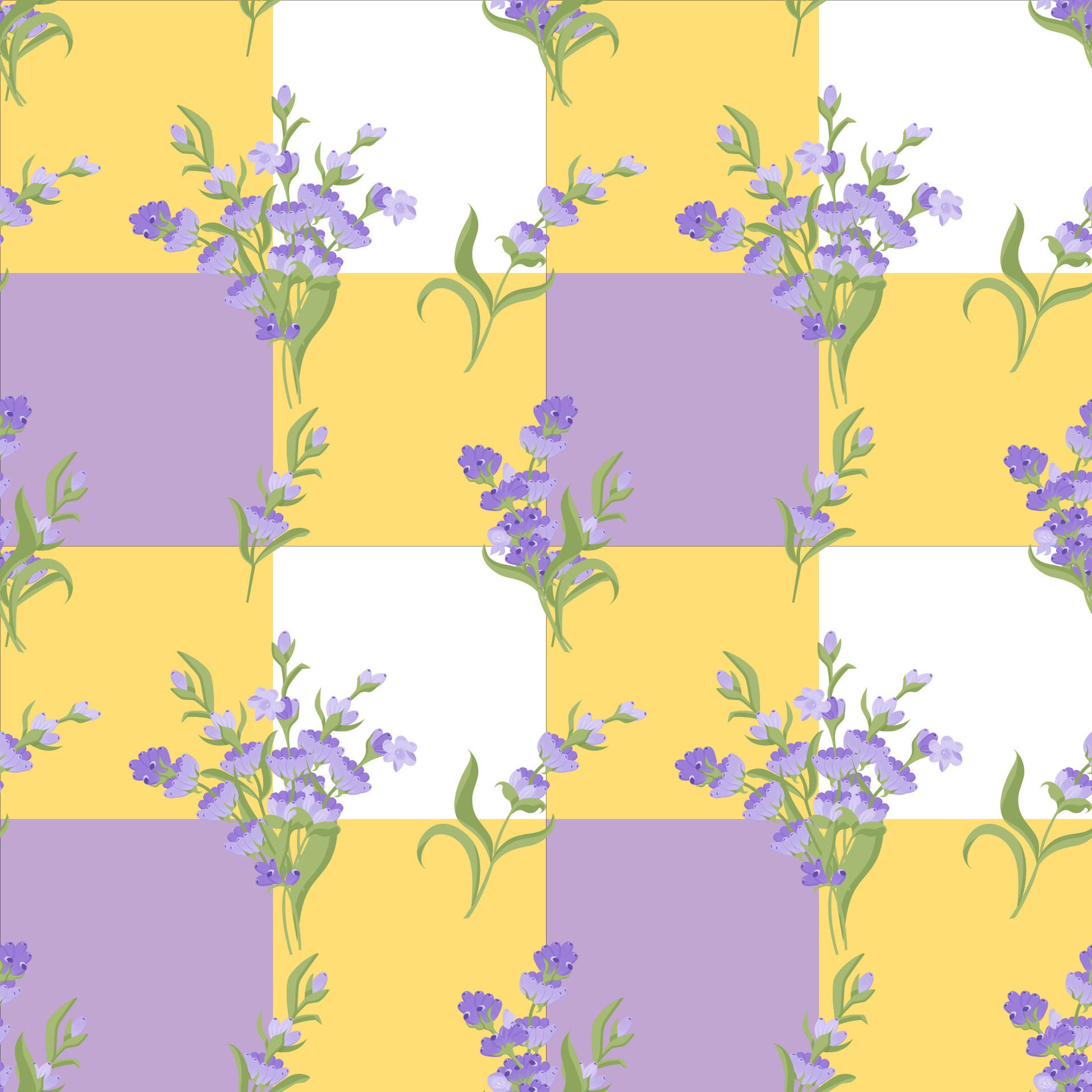 A sprig of lavender. Purple flower. Seamless pattern. illustration. Free Vector