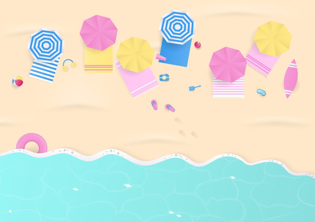 Summer vacation and ocean scene background Free Vector