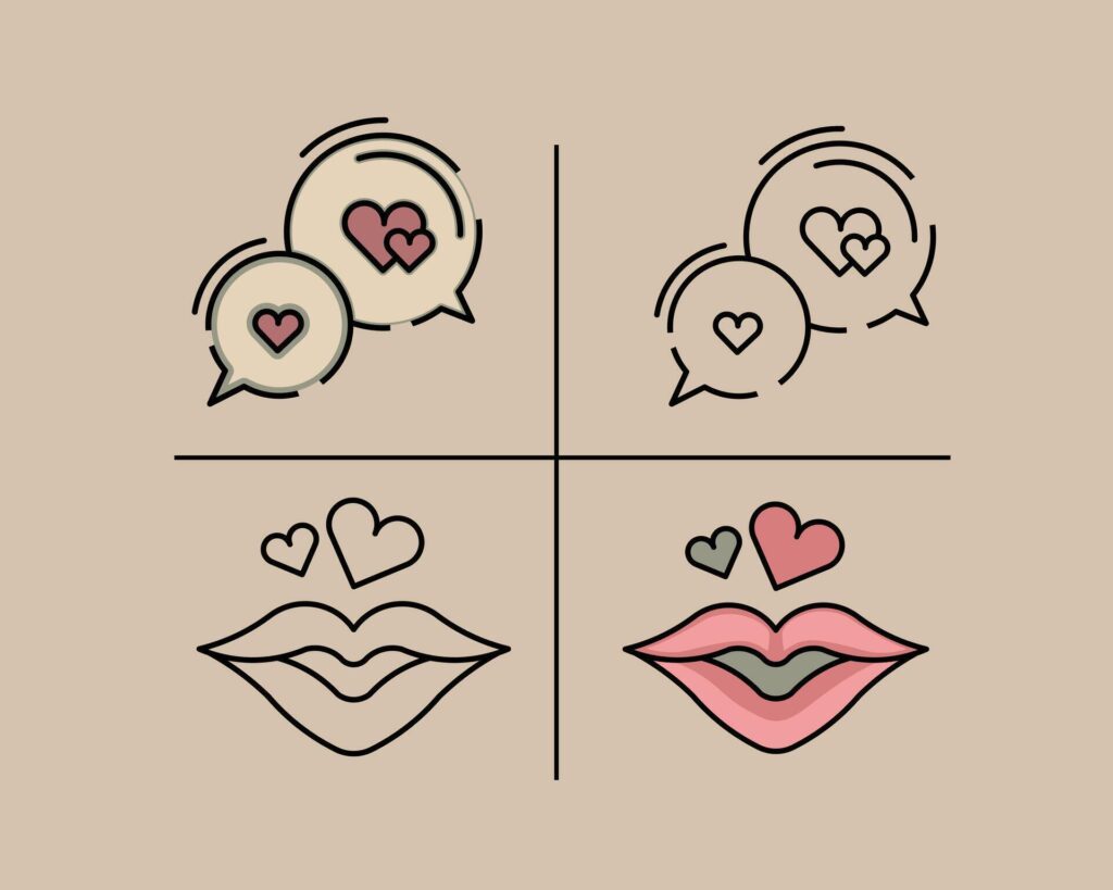 valentine icon chat and lips asset graphic Stock Free