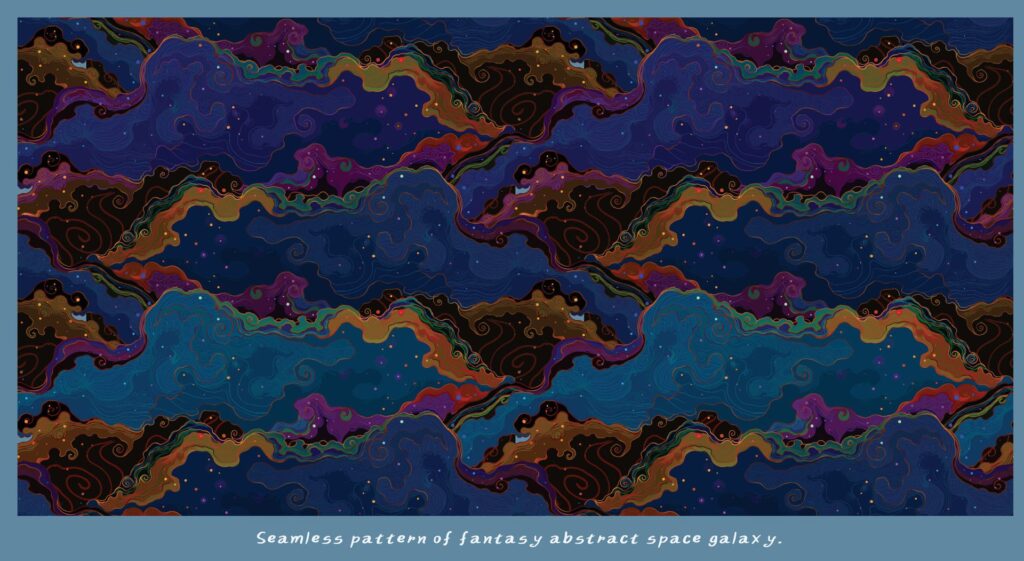 Seamless pattern of fantasy abstract space galaxy 2023 Free Vector