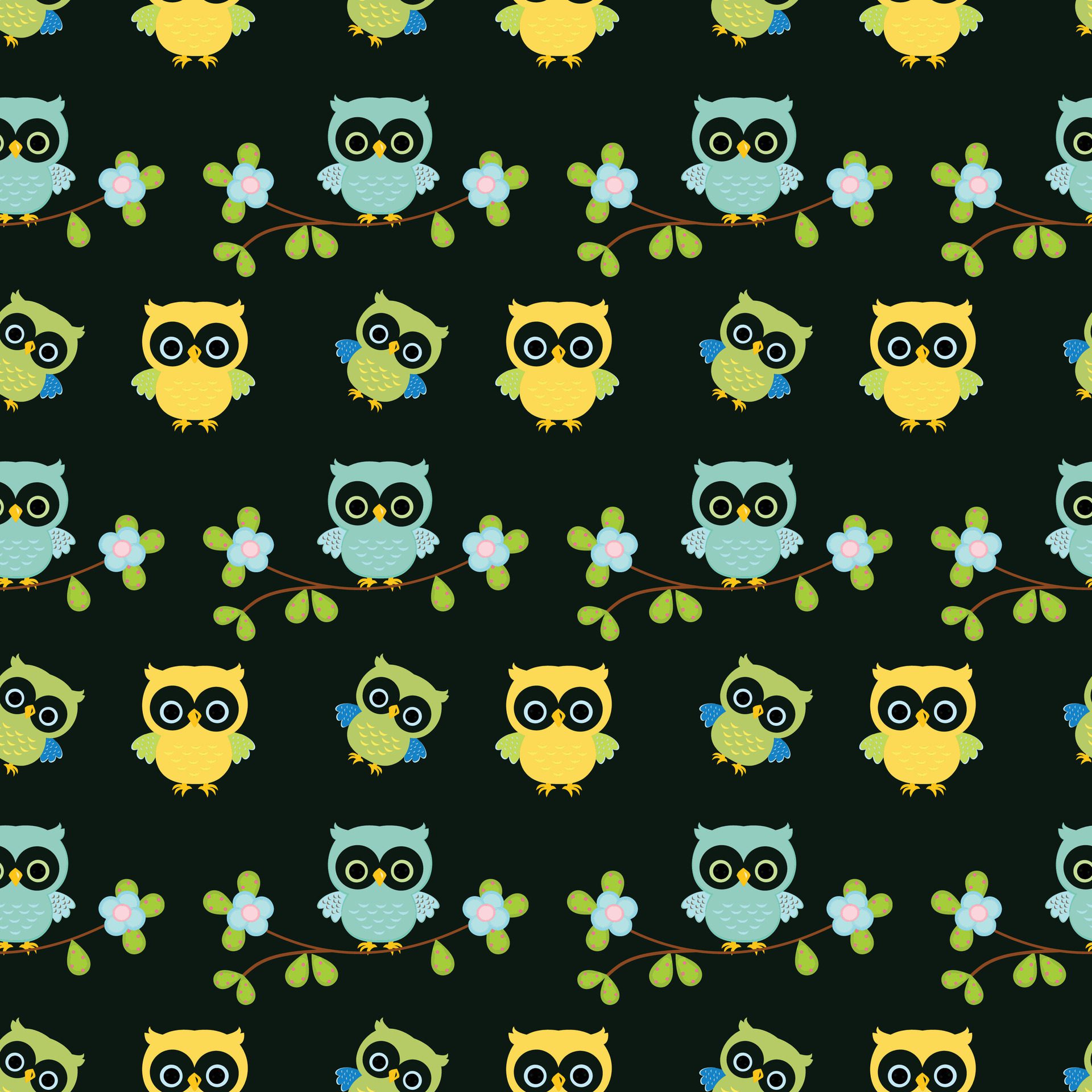 The Big Owl Assembly Seamless Pattern Design Free Vector