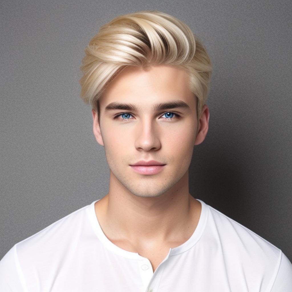 Blonde male man, casual by @ai_generated