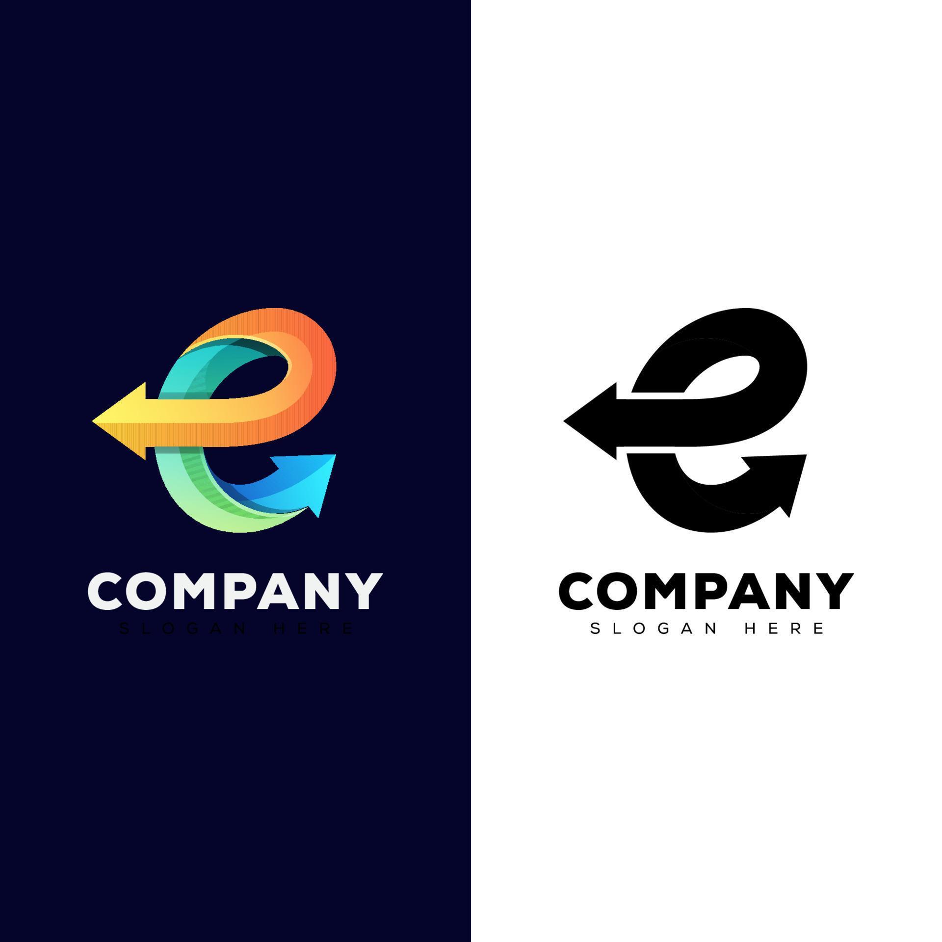 awesome letter E with arrow for business logo two version Stock Free