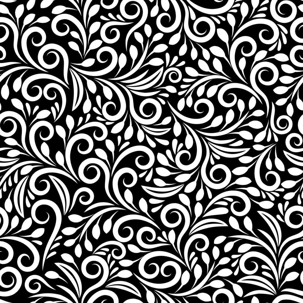 background pattern leaf seamless black illustration textile texture design Free Vector