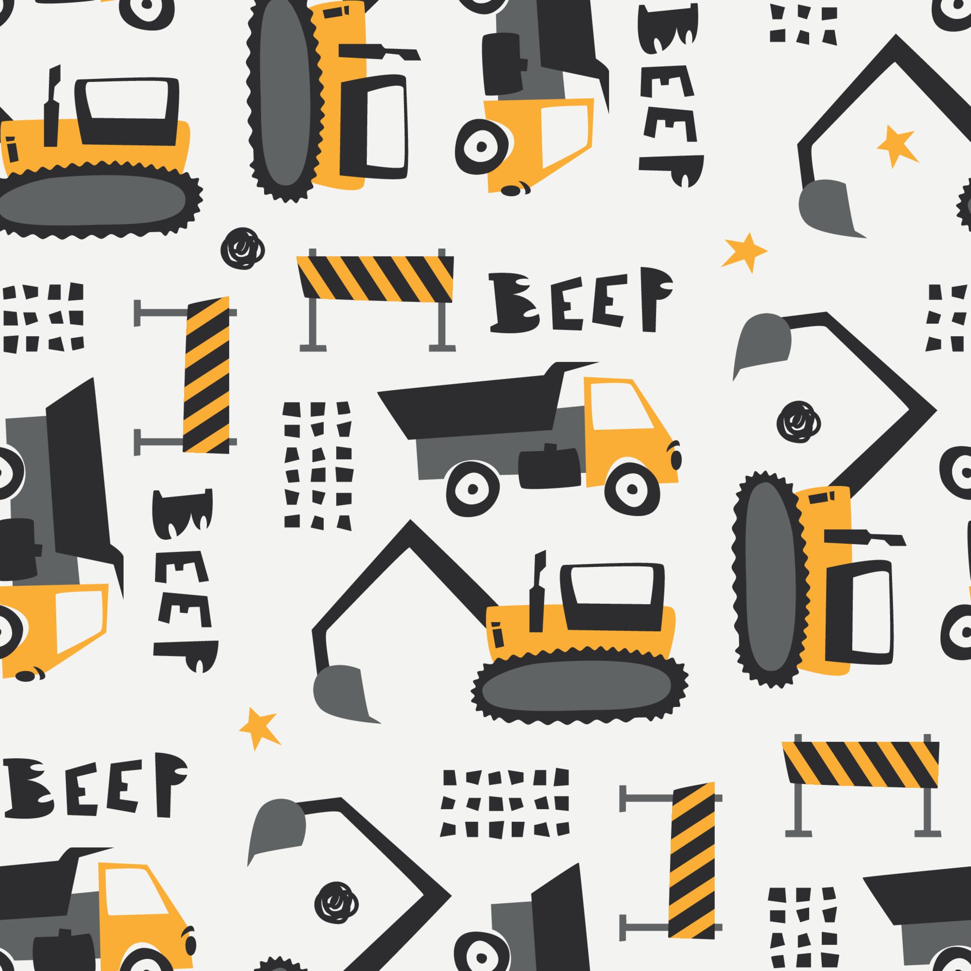 Black and yellow children’s pattern with cars Free Vector