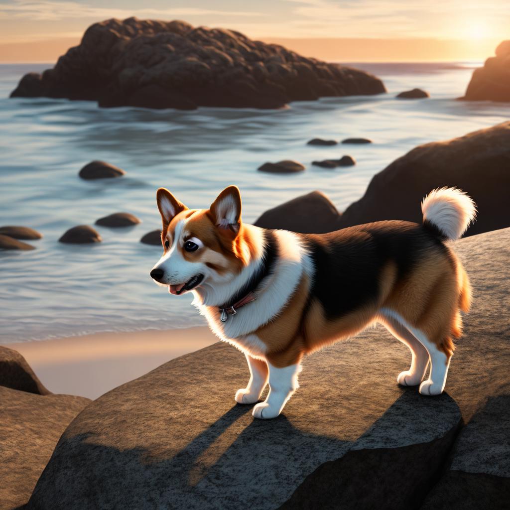 Corgi standing on a by @ai_generated