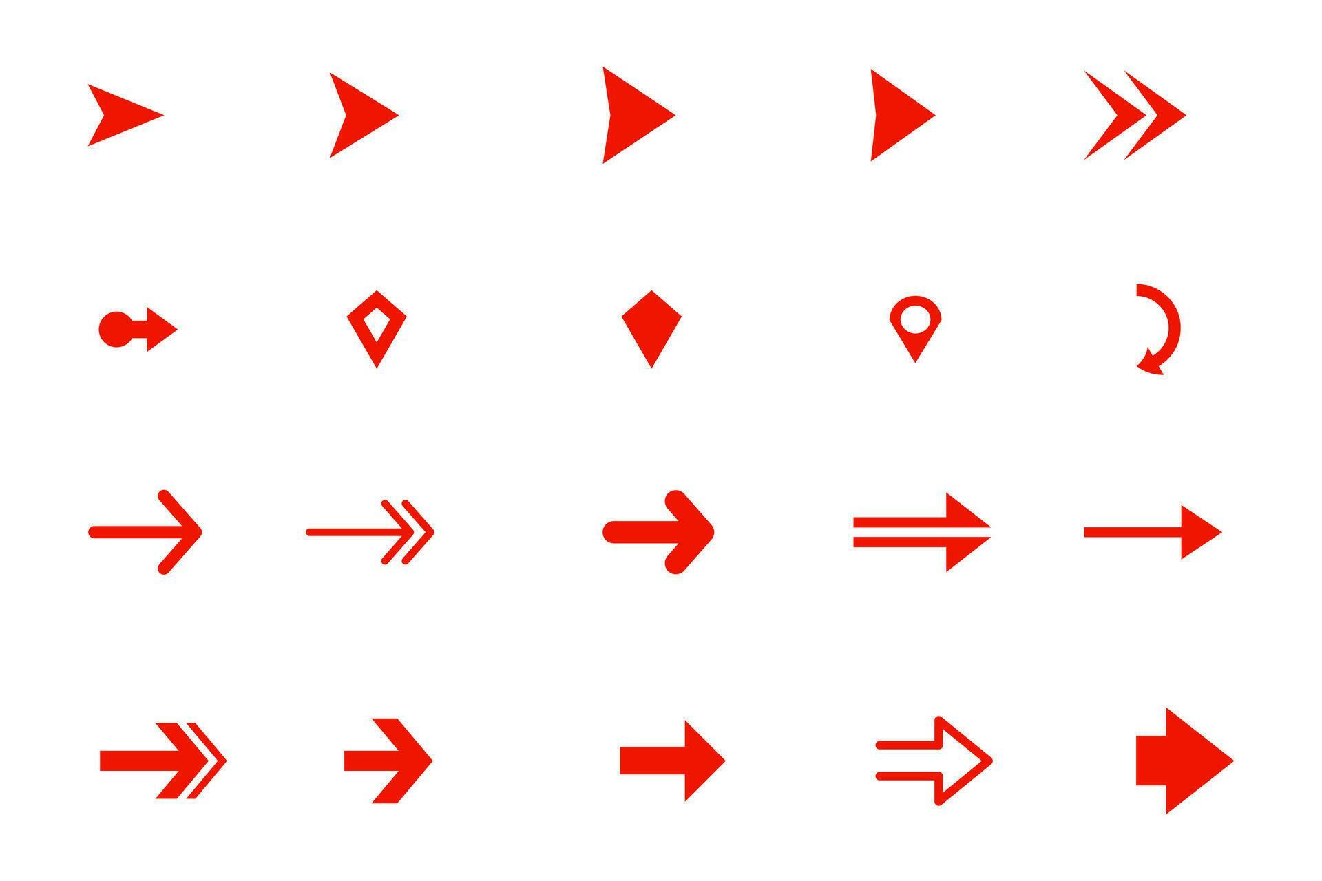 Red Arrow icon set, design element. vector icon of arrow Stock Free