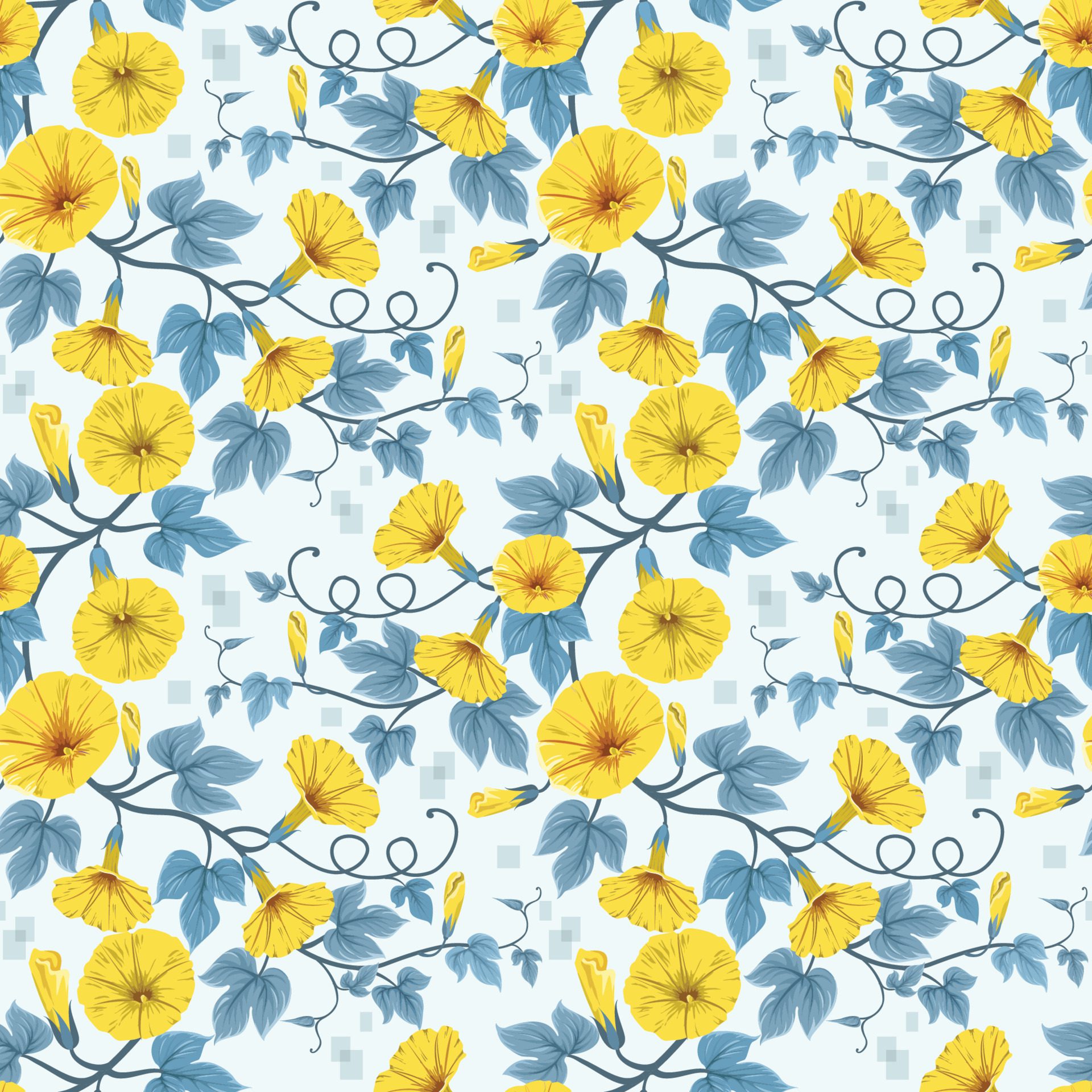 Yellow flowers and leaf seamless pattern. Free Vector