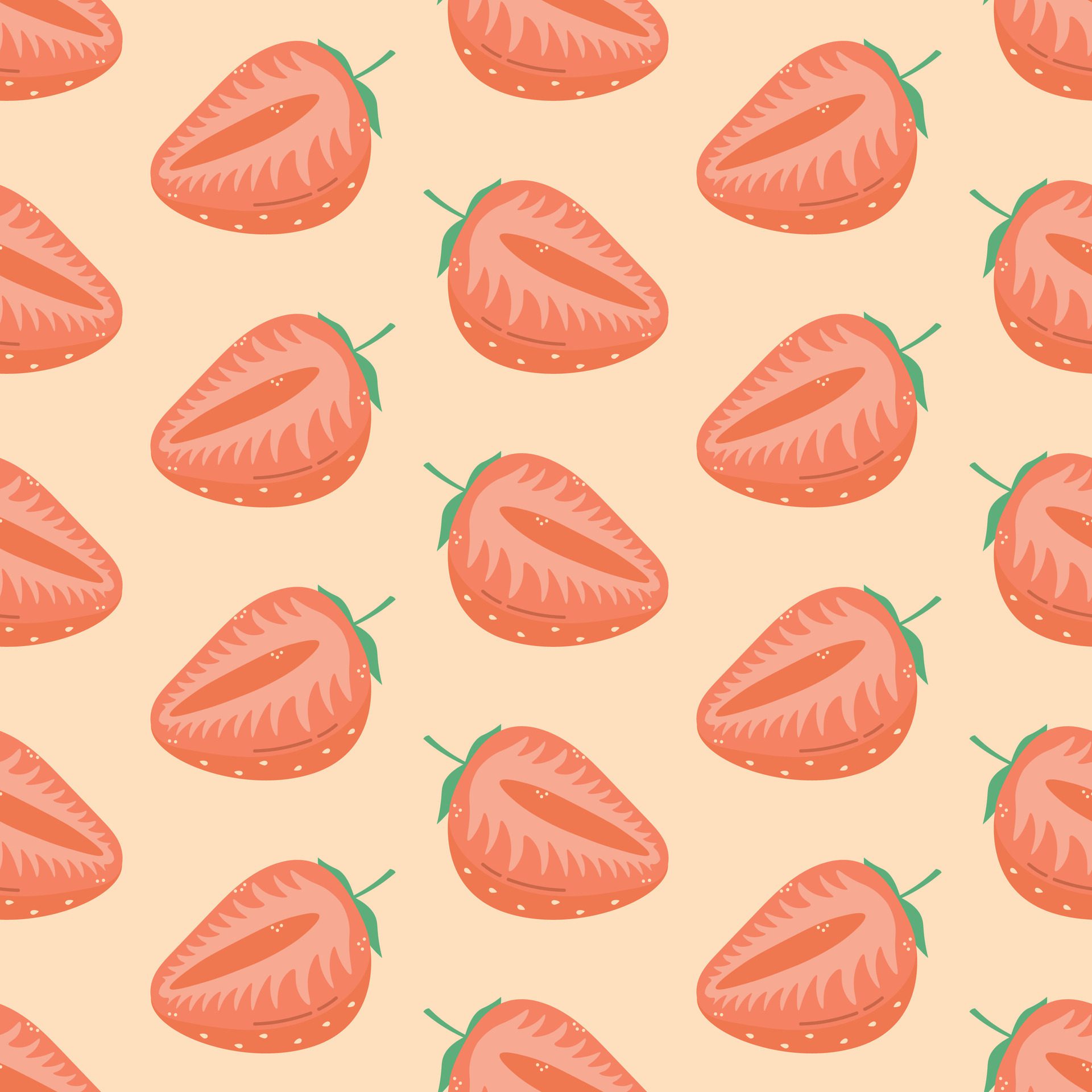 Strawberry Seamless Pattern, Strawberry slice Free Vector