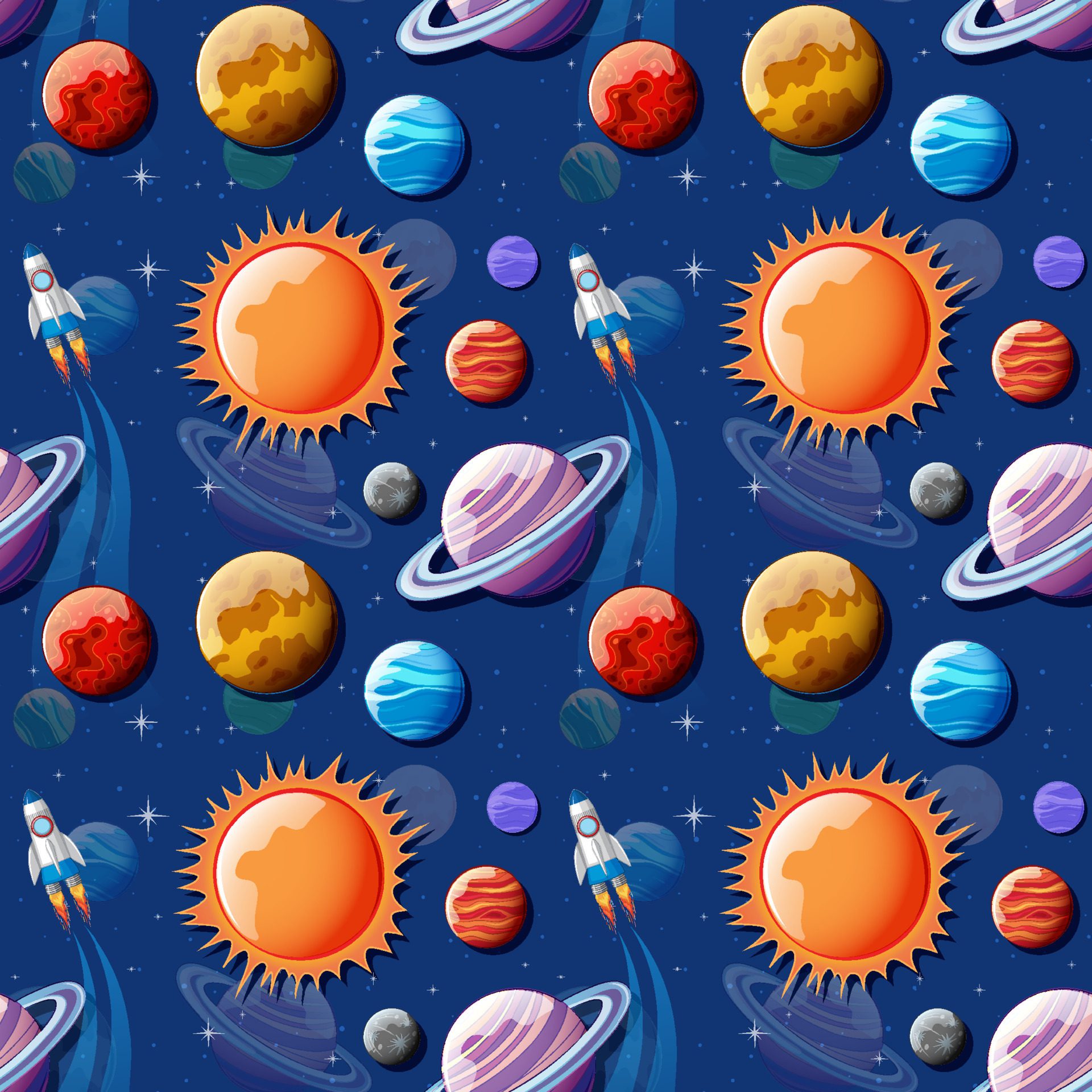 Space planets seamless pattern Free Vector