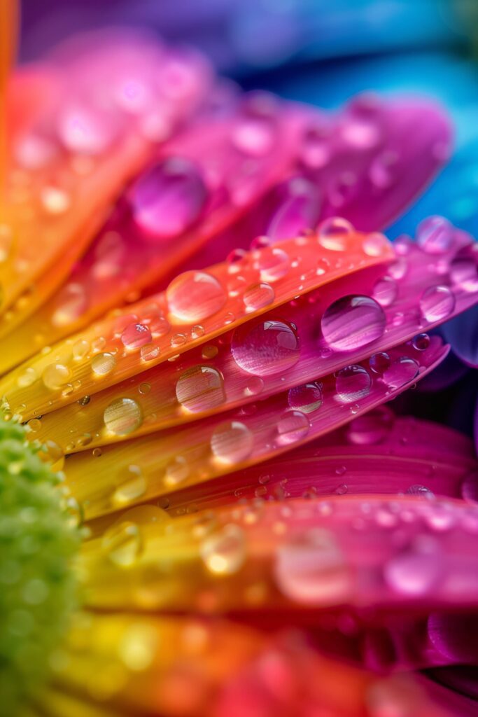 Macro Droplets on a Super Colorful Flower Stock Free