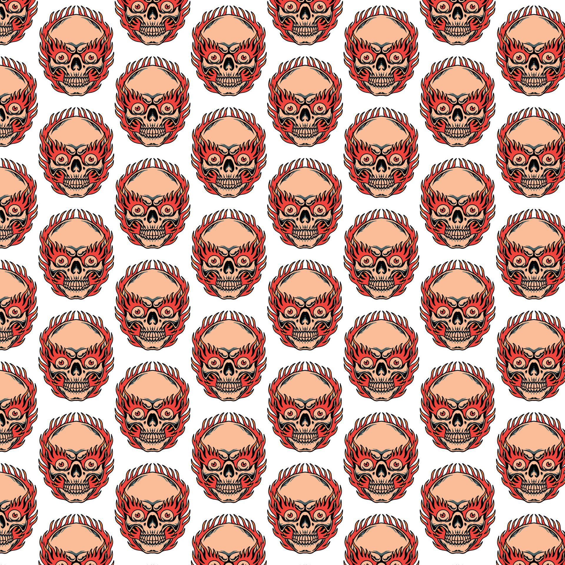 burning skull pattern design Free Vector