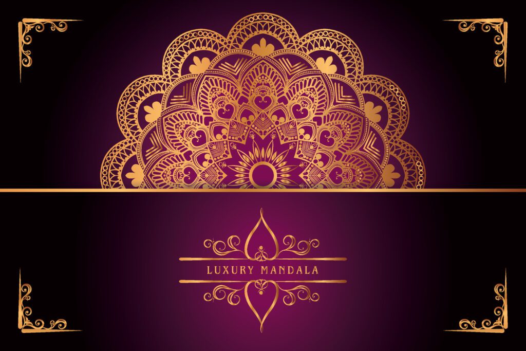 golden mandala design with gradients background Free Vector