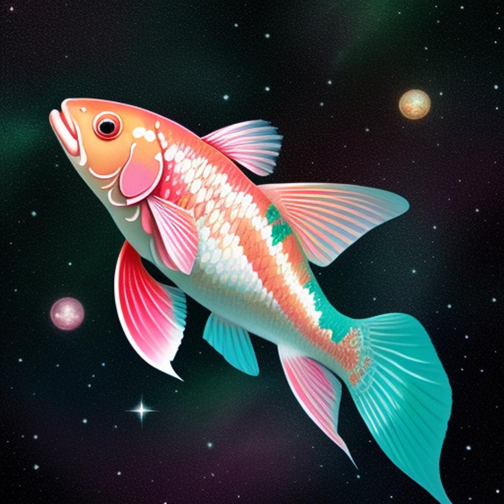 Pink and green koi by @ai_generated