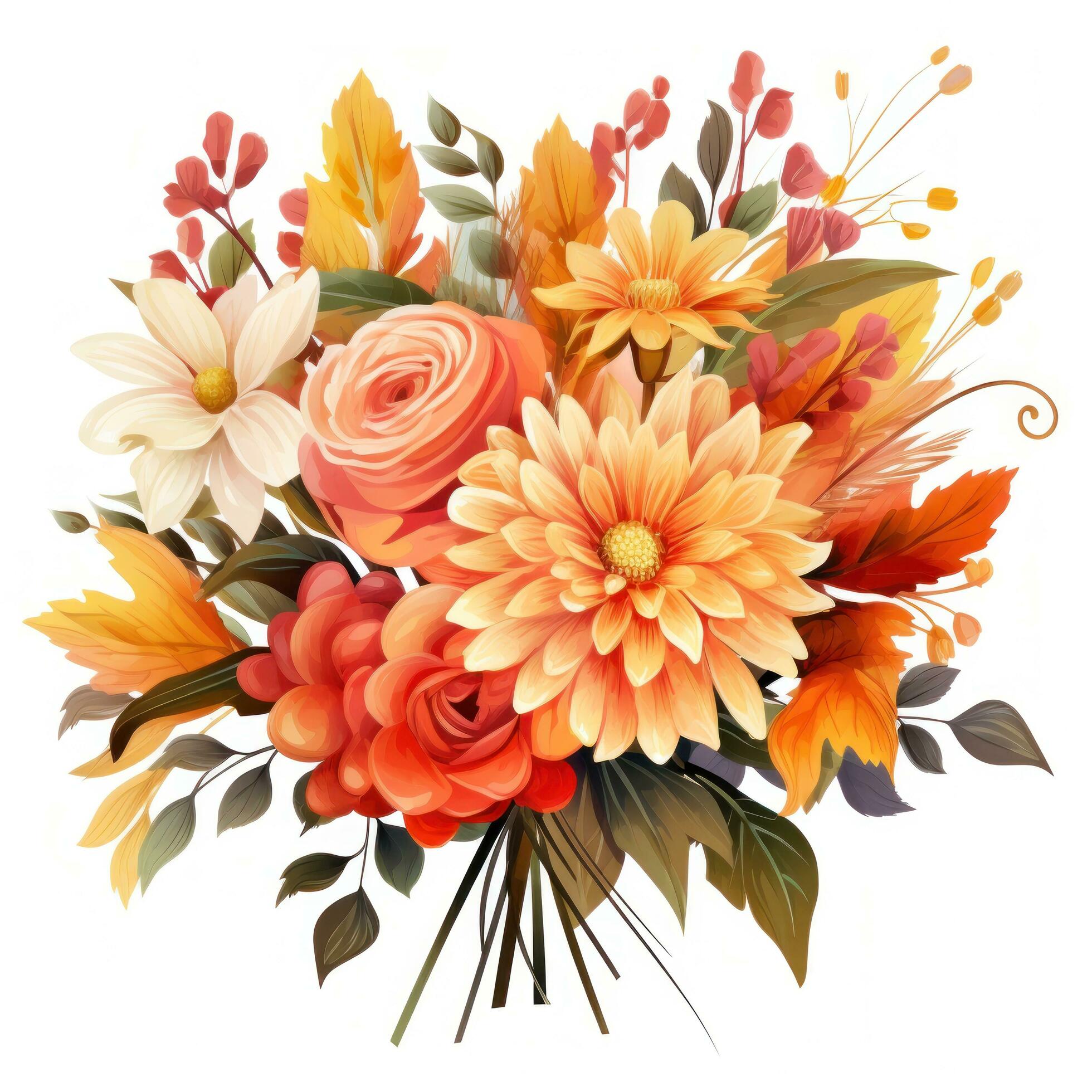 Autumn flowers bouquet isolated Stock Free