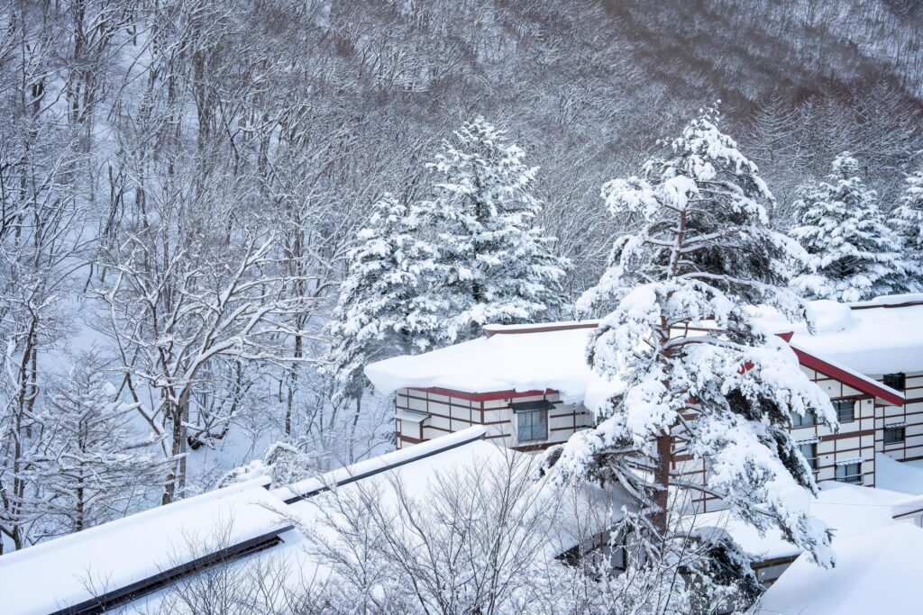 heavy snow at Heike No Sato Village in Tochigi Prefecture, Nikko City, JAPAN Stock Free