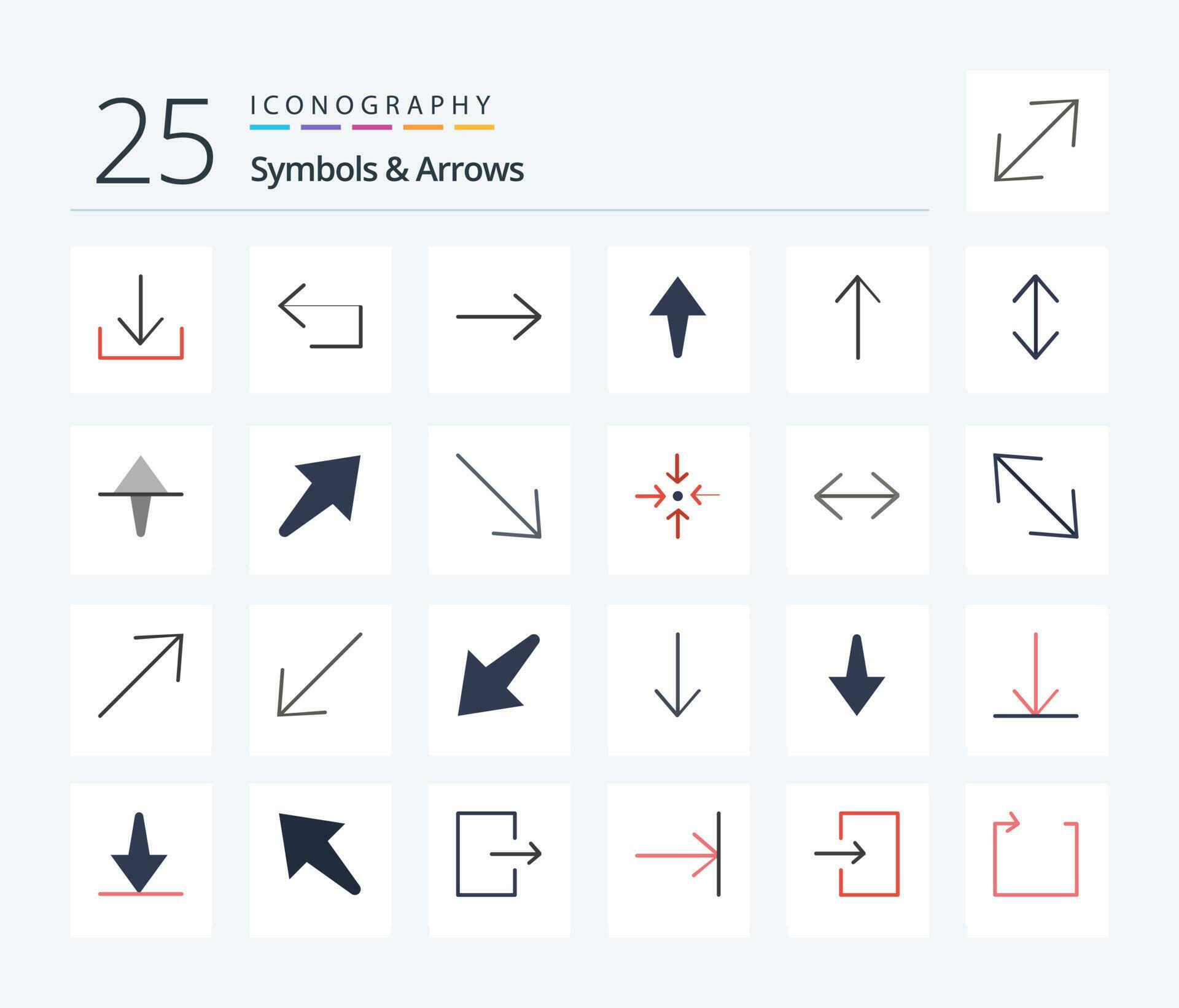 Symbols Arrows 25 Flat Color icon pack including right. up. arrow. home. scale Stock Free