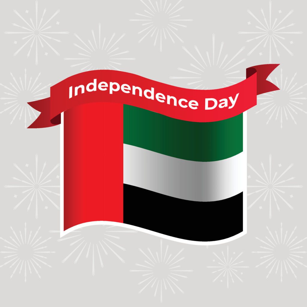 United Arab Emirates Wavy Flag Independence Day Banner Background Free Vector