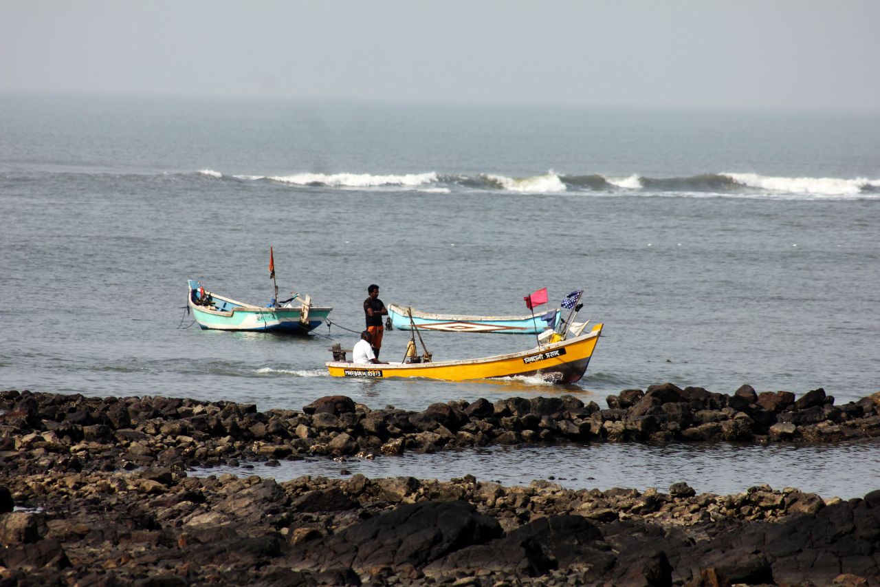 Fisherman Boat Sea Waves Stock Free