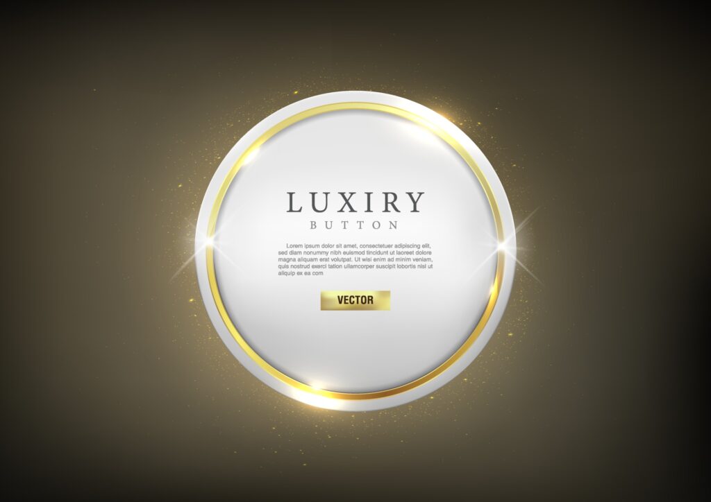 Glossy luxury Gold outline circle web Button Free Vector