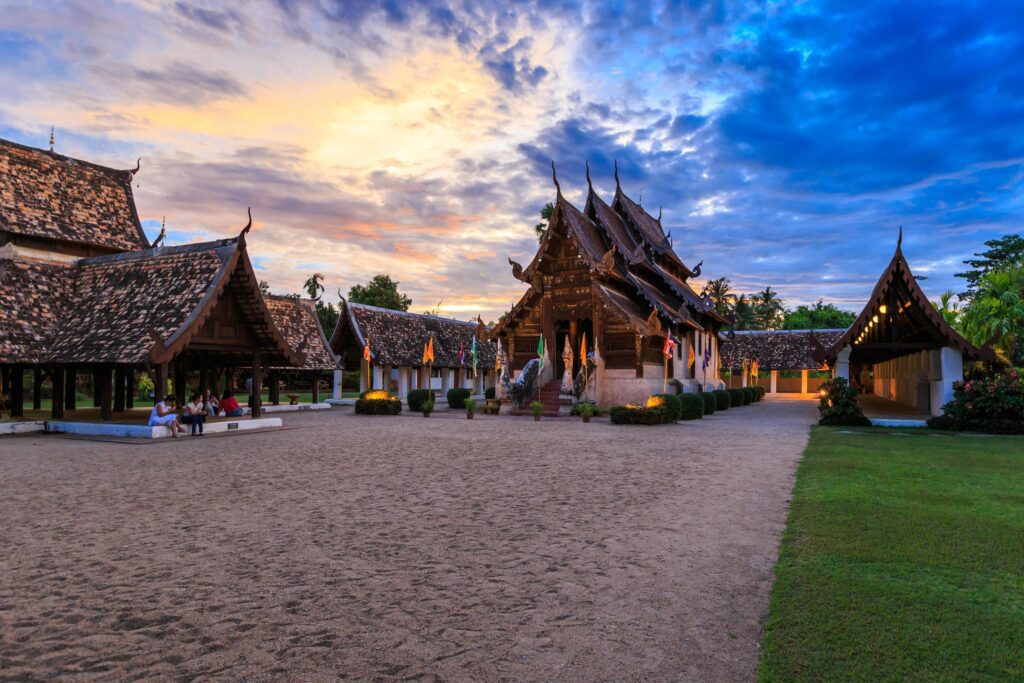 Wat Ton Kain Old wooden temple in Vesak Day on June 01, 2015 Chiang Mai Thailand, They are public domain or treasure of Buddhism. Stock Free