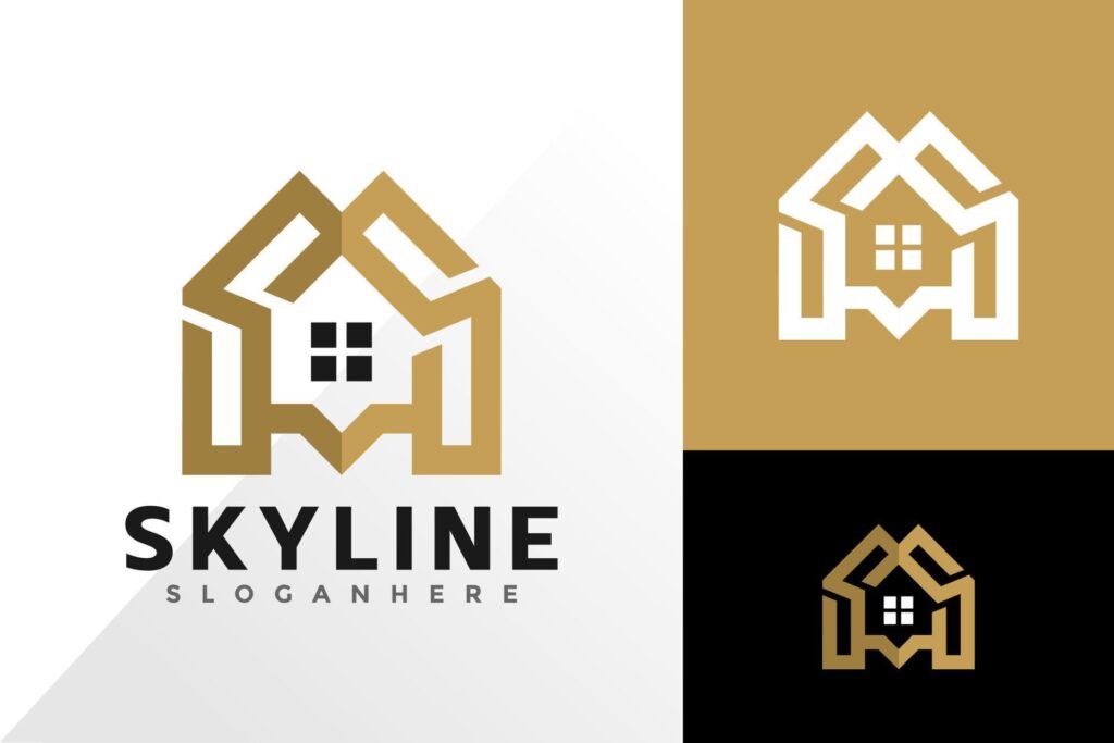 Gold City Building with Initial Letter S logo vector design. Abstract emblem, designs concept, logos, logotype element for template Stock Free and Free SVG