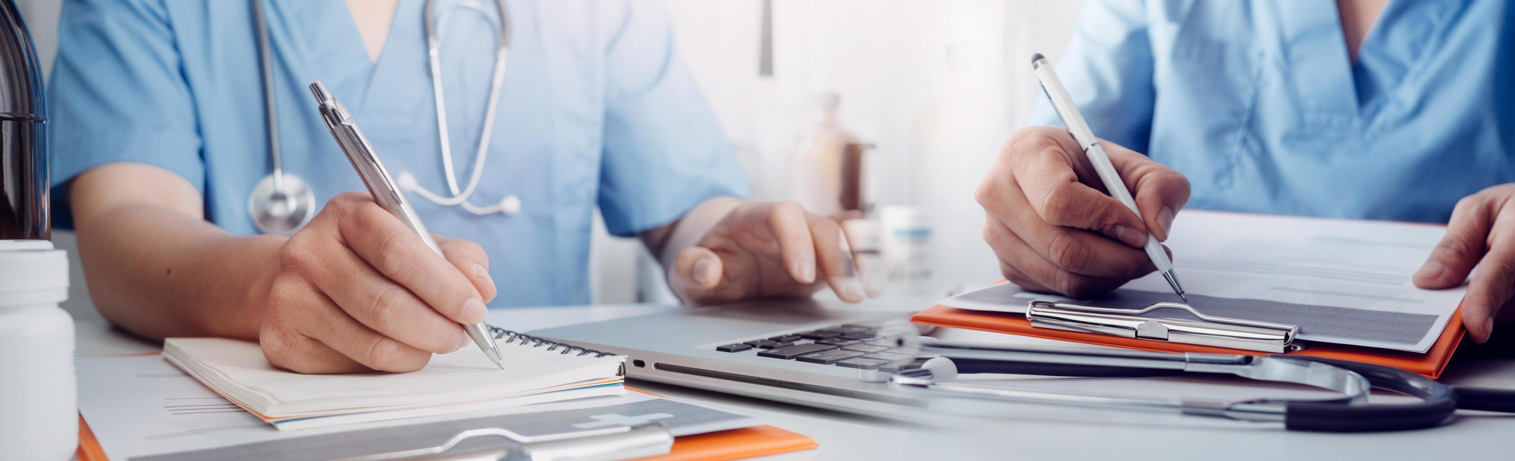 Medicine doctor touching tablet. Medical technology and futuristic concept. Stock Free