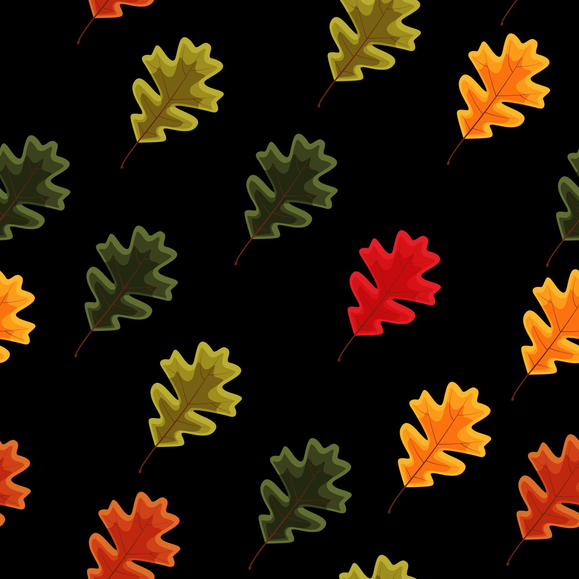 Autumn Falling Leaves Seamless Pattern Background. Vector Illustration Free Vector