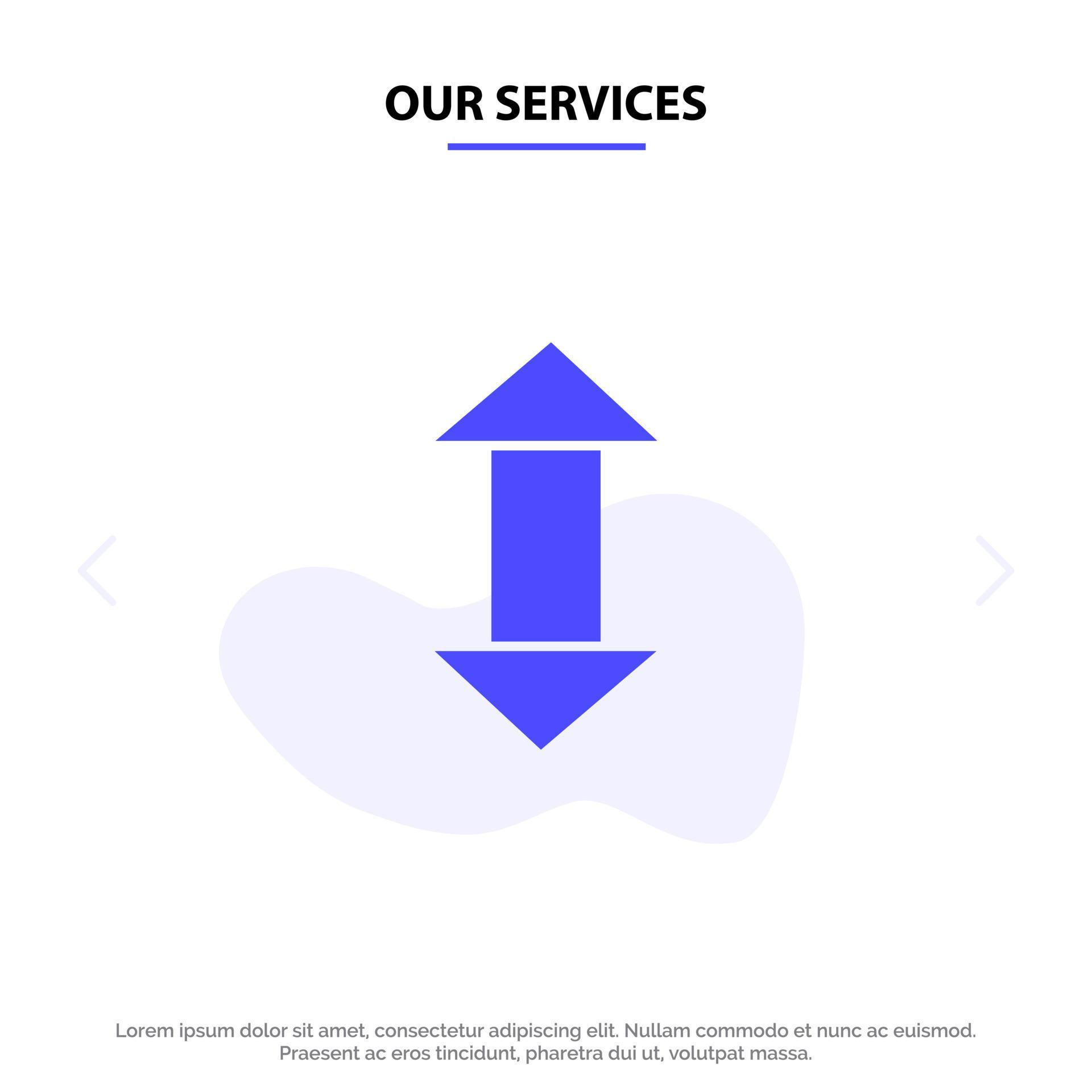 Our Services Arrow Arrows Up Down Solid Glyph Icon Web card Template Stock Free