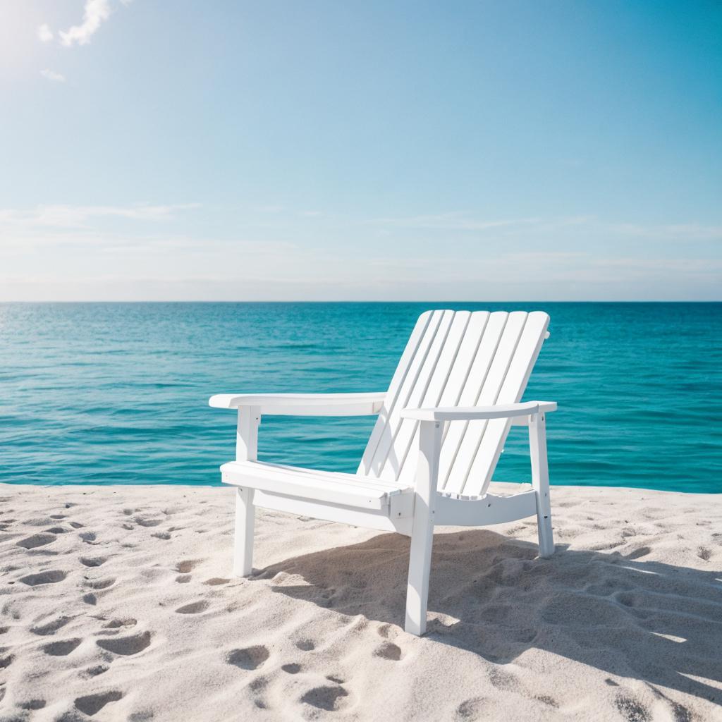 Simple white beach chair by @ai_generated