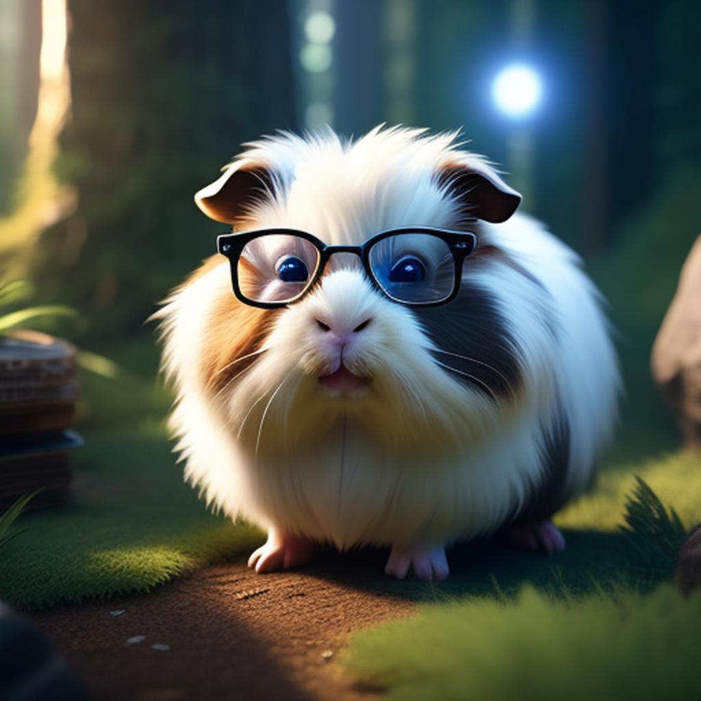 Fluffiges Meerschweinchen mit brille by @ai_generated