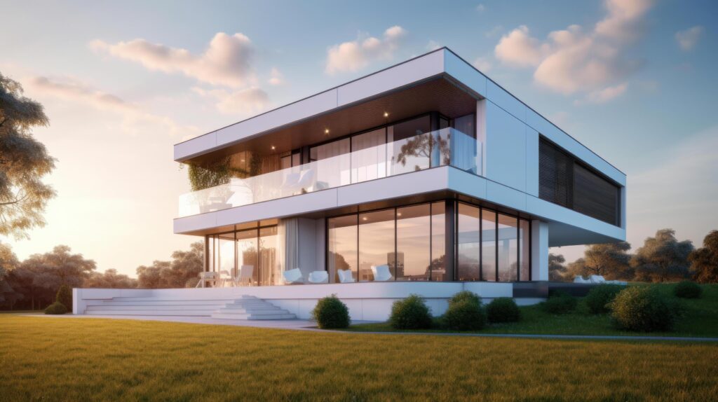 White modern villa. Illustration Stock Free