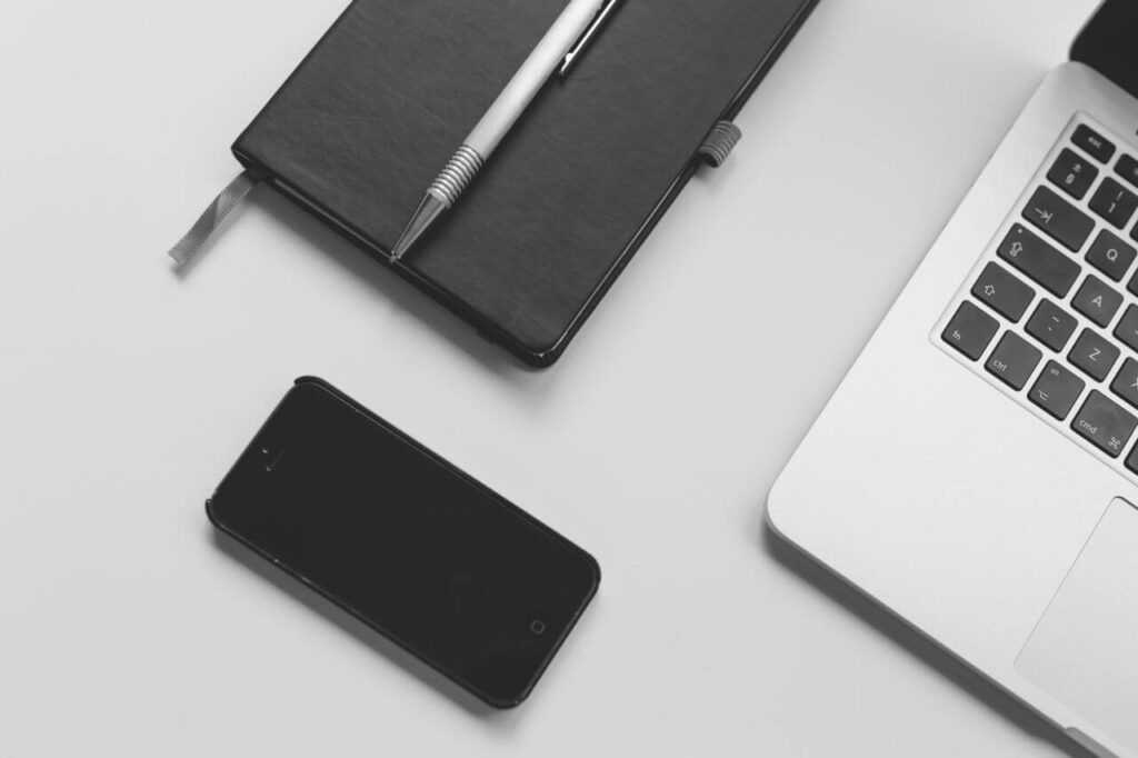 B&W Minimal iPhone Notebook Pen Stock Free